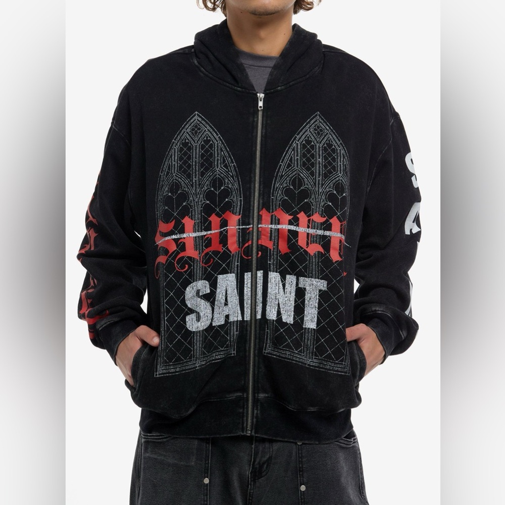 Sinner Saint‎ Cathedral Dark Wash Hoodie NWT Size S